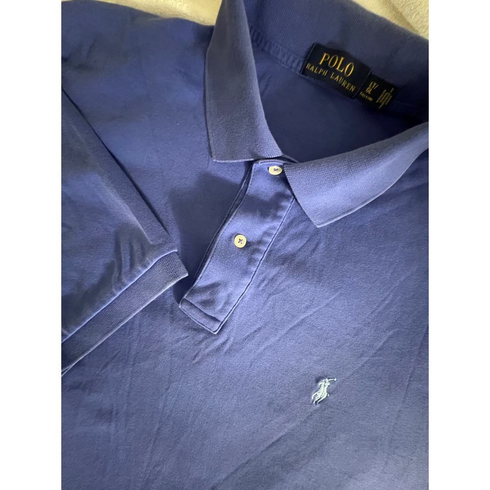 Polo Ralph Lauren Mens Blue Cotton Polo Shirt Size LT Large Tall
